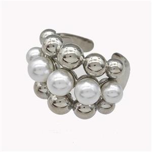 Copper Rings Pave Zirconia Pearlized Resin Platinum Plated, approx 4-6mm, 18mm dia [FN42946]