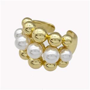 Copper Rings Pave Zirconia Pearlized Resin Gold Plated, approx 4-6mm, 18mm dia [FN42947]