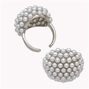 Copper Rings Pave Zirconia Pearlized Resin Platinum Plated, approx 20-25mm, 18mm dia [FN42948]