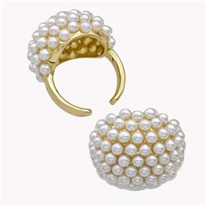 Copper Rings Pave Zirconia Pearlized Resin Gold Plated, approx 20-25mm, 18mm dia [FN42949]