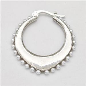Copper Latchback Earrings Pave Pearlized Resin Platinum Plated, approx 27-30mm [FN42979]