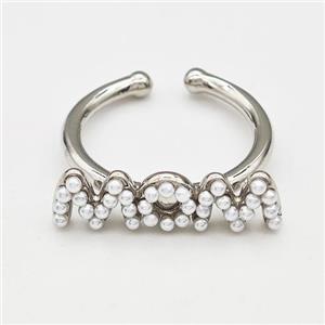 Copper Rings Pave Pearlized Resin MOM Platinum Plated, approx 6-23mm, 18mm dia [FN42989]