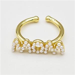 Copper Rings Pave Pearlized Resin MOM Gold Plated, approx 6-23mm, 18mm dia [FN42990]
