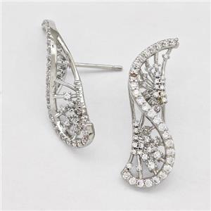 Copper Ring Pave Zirconia Mobius Band Platinum Plated, approx 10-30mm [FN42997]