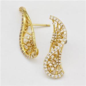 Copper Ring Pave Zirconia Mobius Band Gold Plated, approx 10-30mm [FN42998]