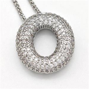 Copper Letter-O Pendant Micro Pave Zirconia Platinum Plated, approx 15-22mm [FN43012]