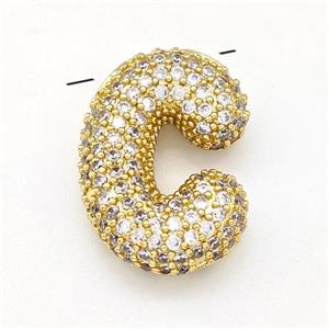 Copper Letter-C Pendant Micro Pave Zirconia Gold Plated, approx 15-22mm [FN43026]