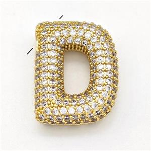 Copper Letter-D Pendant Micro Pave Zirconia Gold Plated, approx 15-22mm [FN43027]
