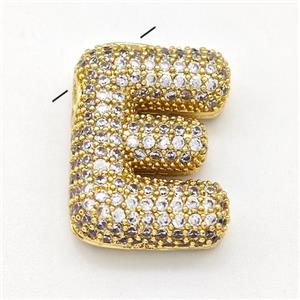 Copper Letter-E Pendant Micro Pave Zirconia Gold Plated, approx 15-22mm [FN43028]