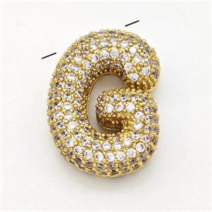 Copper Letter-G Pendant Micro Pave Zirconia Gold Plated, approx 15-22mm [FN43030]