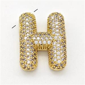Copper Letter-H Pendant Micro Pave Zirconia Gold Plated, approx 15-22mm [FN43031]