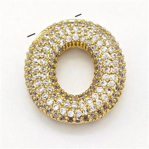 Copper Letter-O Pendant Micro Pave Zirconia Gold Plated, approx 15-22mm [FN43038]