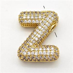 Copper Letter-Z Pendant Micro Pave Zirconia Gold Plated, approx 15-22mm [FN43049]