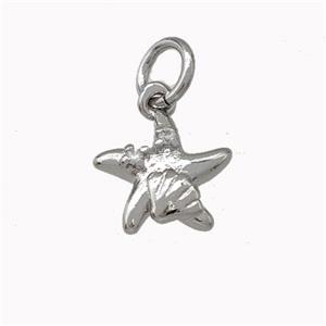 Copper StarFish Pendant Pave Zirconia Platinum Plated, approx 9mm [FN43051]