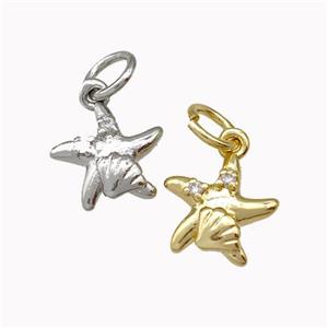 Copper StarFish Pendant Pave Zirconia Mixed, approx 9mm [FN43053]