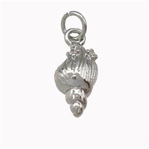 Spiral Shell Charms Copper Pendant Pave Zirconia Platinum Plated, approx 7-13mm [FN43063]
