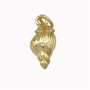 Spiral Shell Charms Copper Pendant Pave Zirconia Gold Plated, approx 7-13mm [FN43064]
