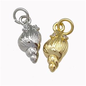 Spiral Shell Charms Copper Pendant Pave Zirconia Mixed, approx 7-13mm [FN43065]