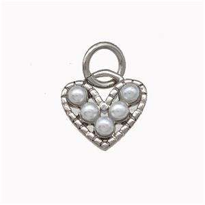 Copper Heart Pendant Micro Pave Pearlized Resin Platinum Plated, approx 9mm [FN43066]