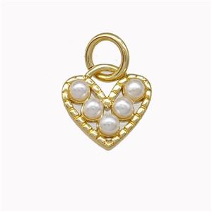 Copper Heart Pendant Micro Pave Pearlized Resin Gold Plated, approx 9mm [FN43067]