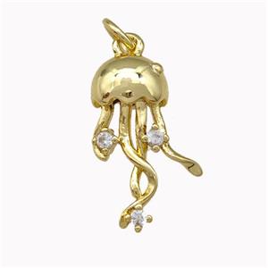Copper Jellyfish Pendant Micro Pave Zirconia Gold Plated, approx 10-17mm [FN43079]