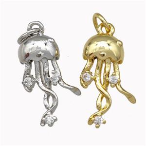 Copper Jellyfish Pendant Micro Pave Zirconia Mixed, approx 10-17mm [FN43080]