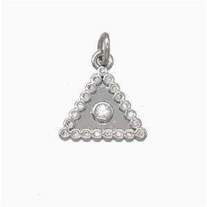Copper Triangle Pendant Micro Pave Zirconia Platinum Plated, approx 13mm [FN43084]
