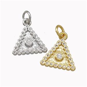 Copper Triangle Pendant Micro Pave Zirconia Mixed, approx 13mm [FN43086]
