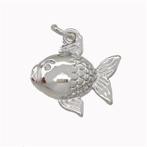 Copper Fish Pendant Platinum Plated, approx 15mm [FN43090]