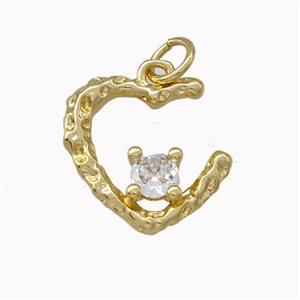 Copper Heart Pendant Pave Zirconia Gold Plated, approx 15mm [FN43097]