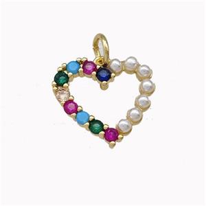 Copper Heart Pendant Pave Zirconia Pearlized Resin Gold Plated, approx 14mm [FN43108]