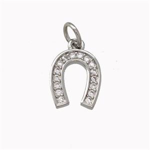 Copper Horseshoe Pendant Micro Pave Zirconia Platinum Plated, approx 9-10mm [FN43109]