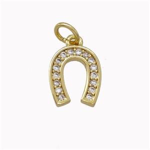 Copper Horseshoe Pendant Micro Pave Zirconia Gold Plated, approx 9-10mm [FN43110]