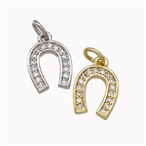 Copper Horseshoe Pendant Micro Pave Zirconia Mixed, approx 9-10mm [FN43111]