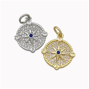 Copper Star Pendant Micro Pave Zirconia Coin Mixed, approx 12mm [FN43120]