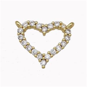 Copper Heart Pendant Micro Pave Zirconia 2loops Gold Plated, approx 14-16mm [FN43127]