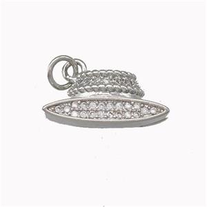 Copper Hat Charms Pendant Micro Pave Zirconia Platinum Plated, approx 9-18mm [FN43129]