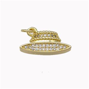Copper Hat Charms Pendant Micro Pave Zirconia Gold Plated, approx 9-18mm [FN43130]