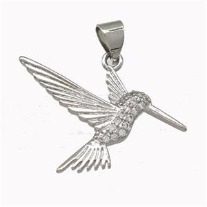 Hummingbird Charms Copper Pendant Micro Pave Zirconia Platinum Plated, approx 15-25mm [FN43145]