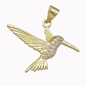 Hummingbird Charms Copper Pendant Micro Pave Zirconia Gold Plated, approx 15-25mm [FN43146]
