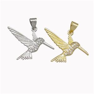 Hummingbird Charms Copper Pendant Micro Pave Zirconia Mixed, approx 15-25mm [FN43147]