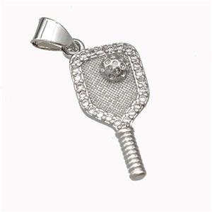 Copper Key Charms Pendant Pave Zirconia Platinum Plated, approx 9.5-19mm [FN43154]