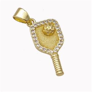 Copper Key Charms Pendant Pave Zirconia Gold Plated, approx 9.5-19mm [FN43155]