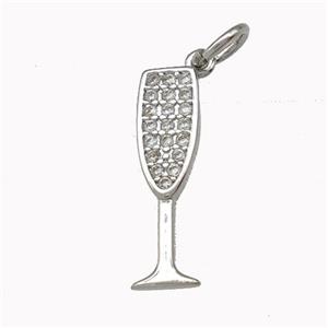 Wine Glass Charms Copper Goblet Pendant Micro Pave Zirconia Cup Platinum Plated, approx 5-17mm [FN43157]