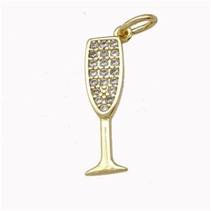 Wine Glass Charms Copper Goblet Pendant Micro Pave Zirconia Cup Gold Plated, approx 5-17mm [FN43158]