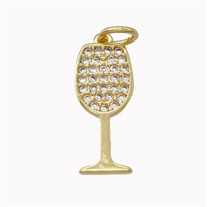 Wine Glass Charms Copper Goblet Pendant Micro Pave Zirconia Cup Gold Plated, approx 7-16.5mm [FN43161]