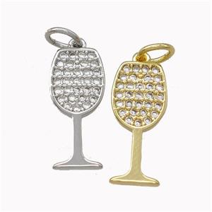 Wine Glass Charms Copper Goblet Pendant Micro Pave Zirconia Cup Mixed, approx 7-16.5mm [FN43162]
