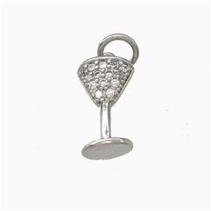 Wine Glass Charms Copper Goblet Pendant Micro Pave Zirconia Cup Platinum Plated, approx 7-12mm [FN43163]