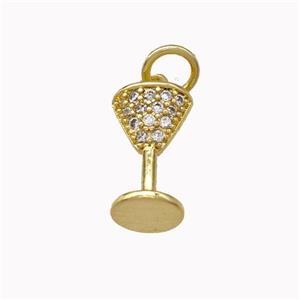 Wine Glass Charms Copper Goblet Pendant Micro Pave Zirconia Cup Gold Plated, approx 7-12mm [FN43164]