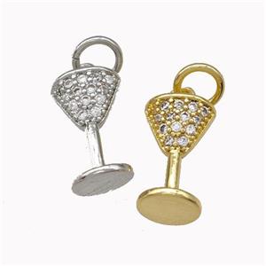Wine Glass Charms Copper Goblet Pendant Micro Pave Zirconia Cup Mixed, approx 7-12mm [FN43165]